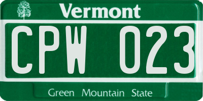 VT license plate CPW023