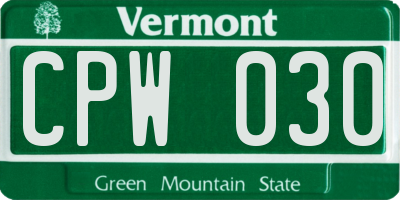 VT license plate CPW030