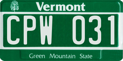 VT license plate CPW031