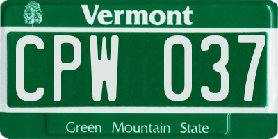 VT license plate CPW037