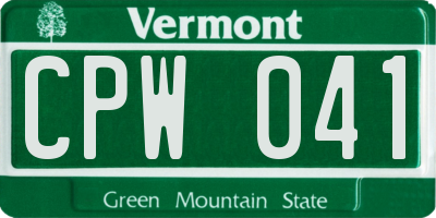 VT license plate CPW041