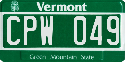 VT license plate CPW049