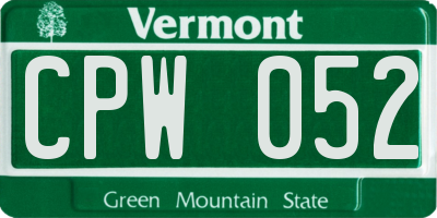 VT license plate CPW052
