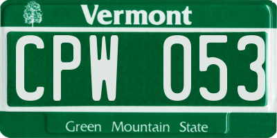 VT license plate CPW053