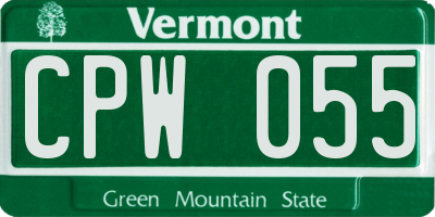 VT license plate CPW055