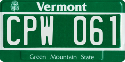VT license plate CPW061