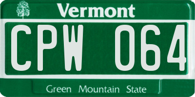 VT license plate CPW064