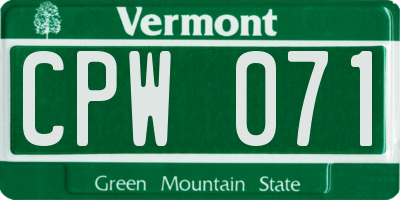 VT license plate CPW071