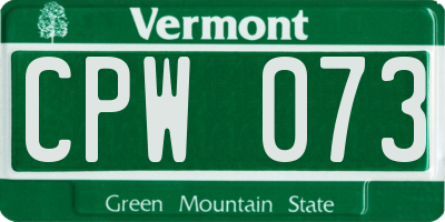 VT license plate CPW073