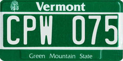 VT license plate CPW075