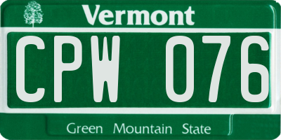 VT license plate CPW076