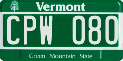 VT license plate CPW080