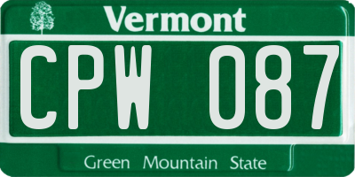 VT license plate CPW087