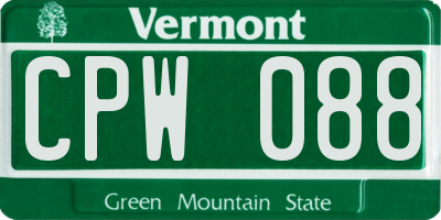 VT license plate CPW088
