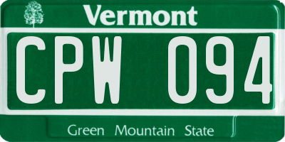 VT license plate CPW094