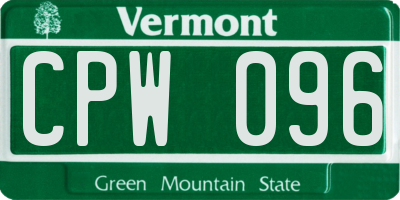 VT license plate CPW096