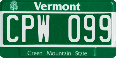 VT license plate CPW099