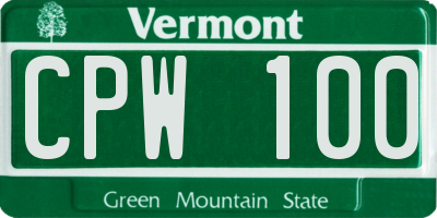 VT license plate CPW100