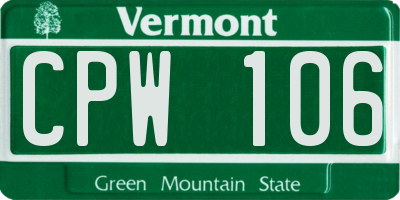 VT license plate CPW106
