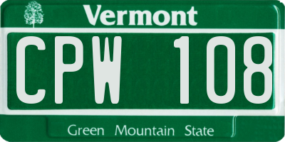VT license plate CPW108