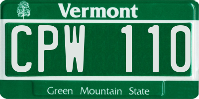 VT license plate CPW110