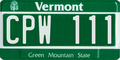 VT license plate CPW111