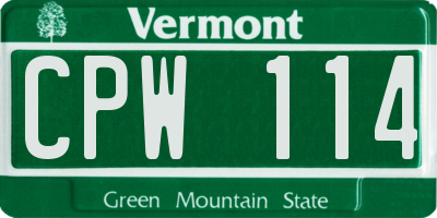 VT license plate CPW114
