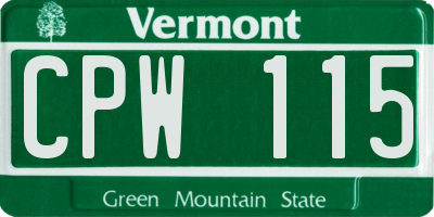 VT license plate CPW115