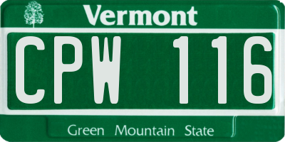 VT license plate CPW116