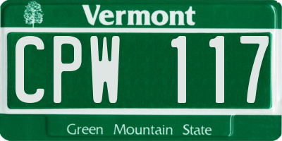 VT license plate CPW117