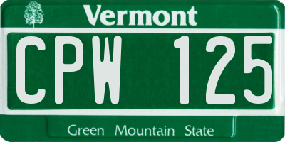 VT license plate CPW125