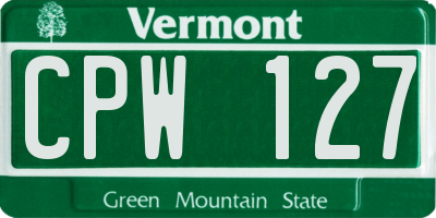VT license plate CPW127