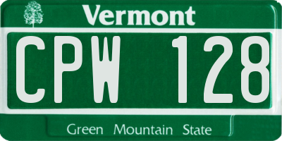VT license plate CPW128