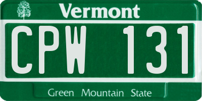 VT license plate CPW131