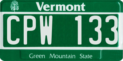 VT license plate CPW133