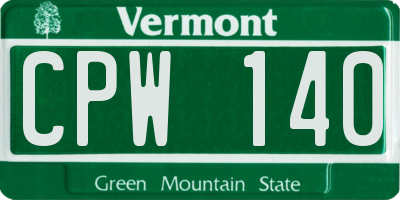 VT license plate CPW140