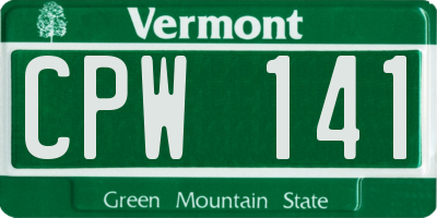VT license plate CPW141