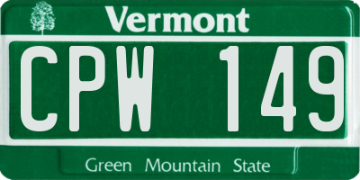 VT license plate CPW149