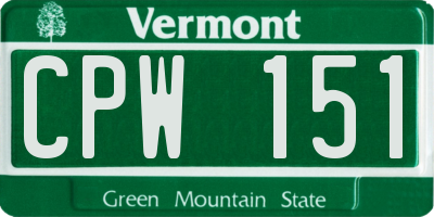 VT license plate CPW151