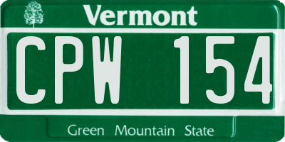 VT license plate CPW154