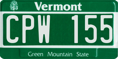 VT license plate CPW155