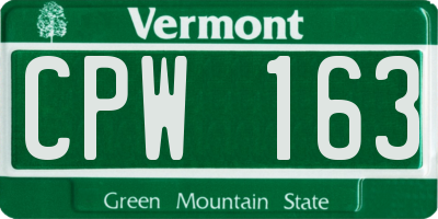 VT license plate CPW163