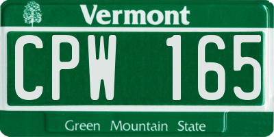 VT license plate CPW165