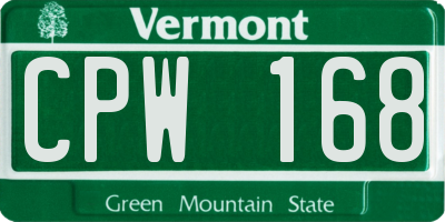 VT license plate CPW168