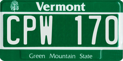 VT license plate CPW170