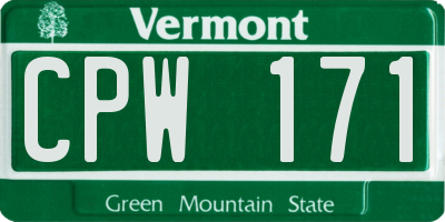 VT license plate CPW171