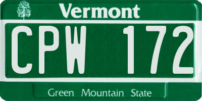 VT license plate CPW172