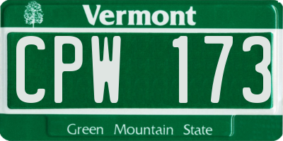 VT license plate CPW173