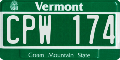 VT license plate CPW174