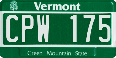 VT license plate CPW175